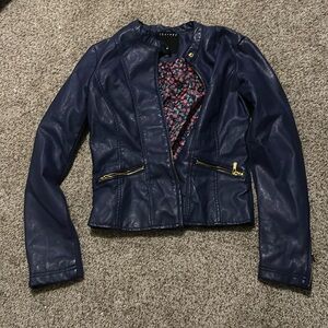 Navy faux leather jacket